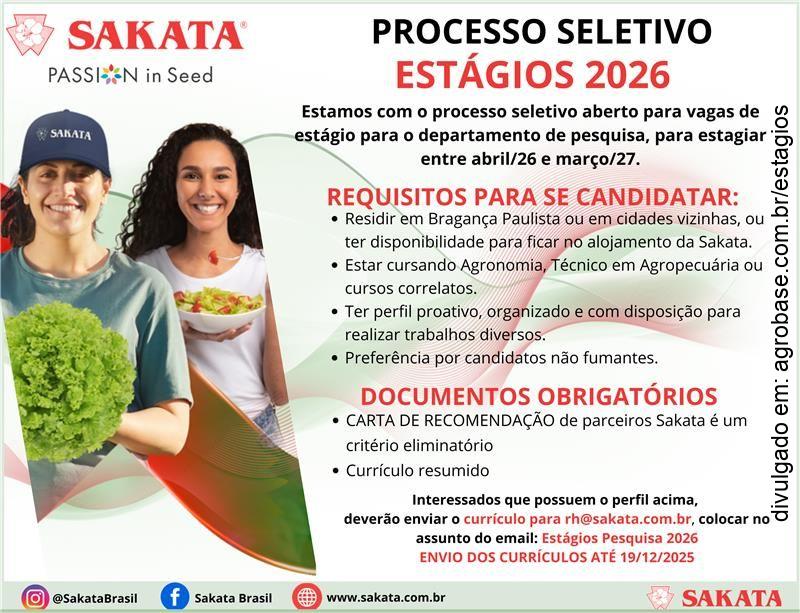 Estágio em pesquisa sementes – Bragança Paulista/SP