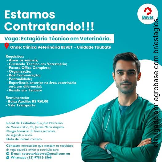Estágio técnico em veterinária – Taubaté/SP