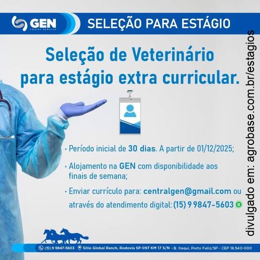 Estágio veterinário – Porto Feliz/SP