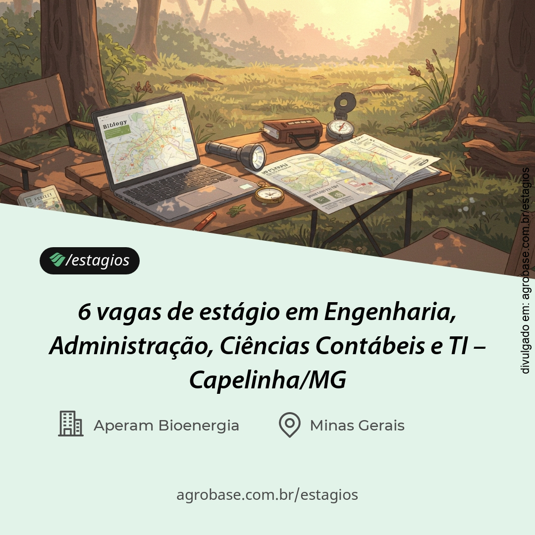 6 vagas de estágio em engenharia, administração, ciências contábeis e TI – Capelinha/MG