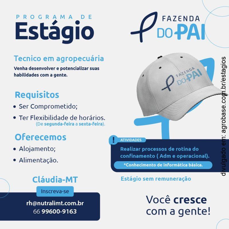 Estágio técnico em fazenda – Cláudia/MT