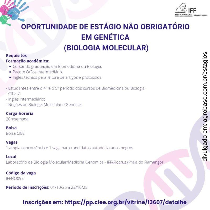 Estágio em biologia molecular – Rio de Janeiro/RJ