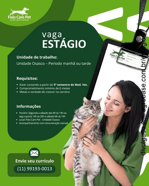 Estágio fisioterapia veterinária – Osasco/SP