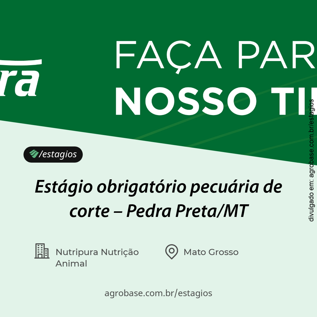 Estágio obrigatório em pecuária de corte – Pedra Preta/MT