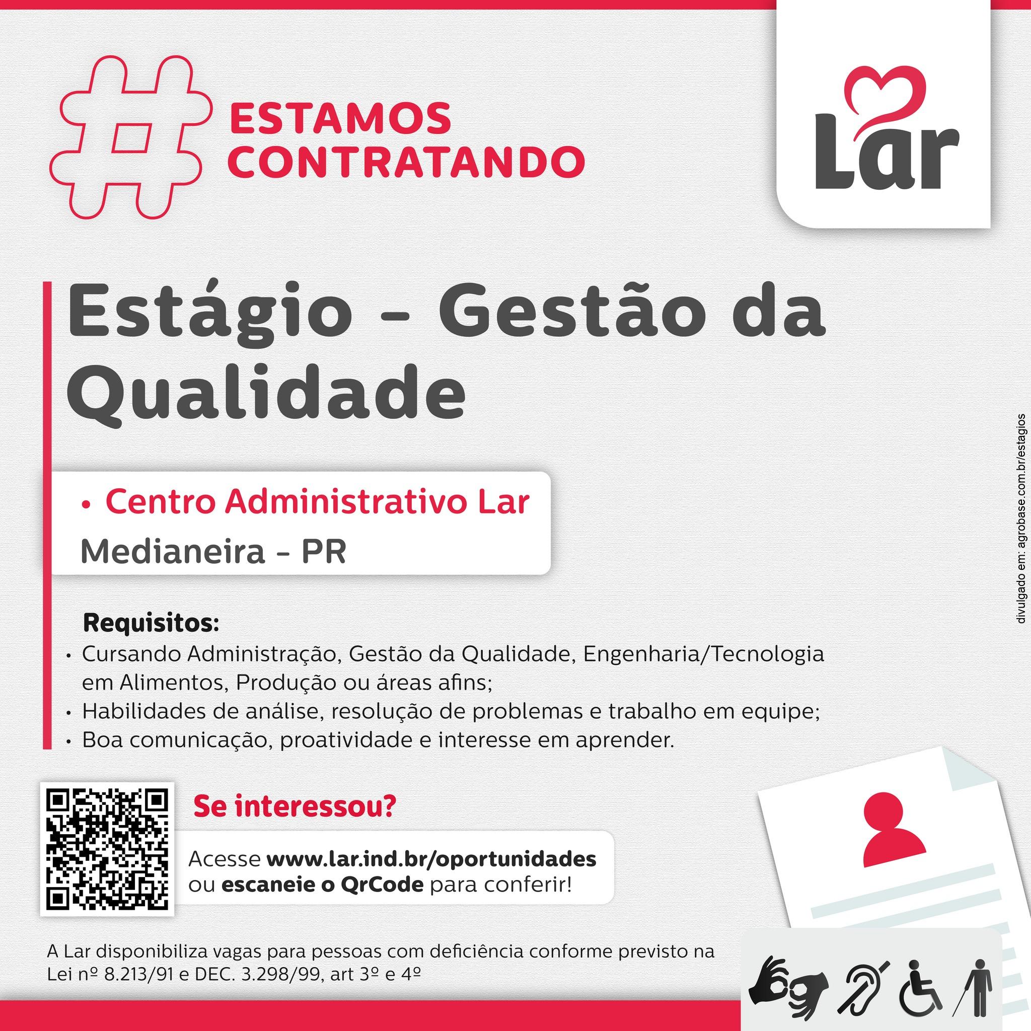 Estágio em gestão da qualidade – Medianeira/PR