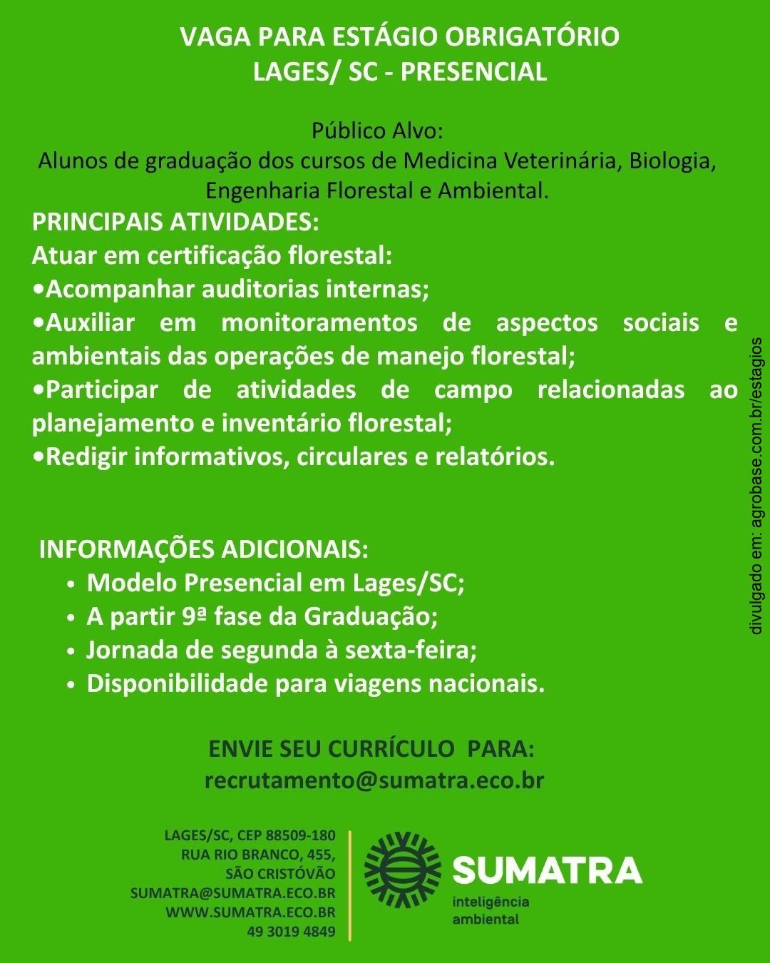 Estágio obrigatório em certificação – Lages/SC