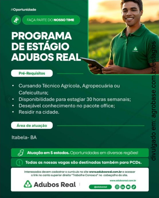 Programa de estágio Adubos Real – Itabela/BA