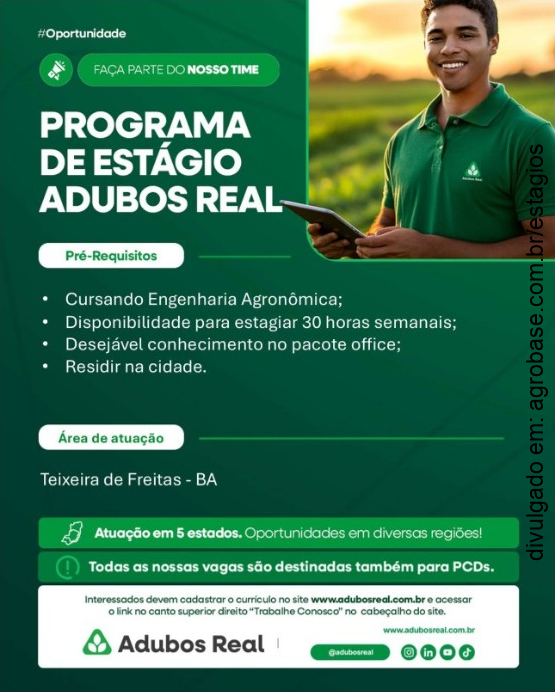 Programa de estágio Adubos Real – Teixeira de Freitas/BA