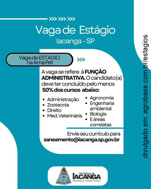 Estágio na ama pet (função administrativa) – Iacanga/SP