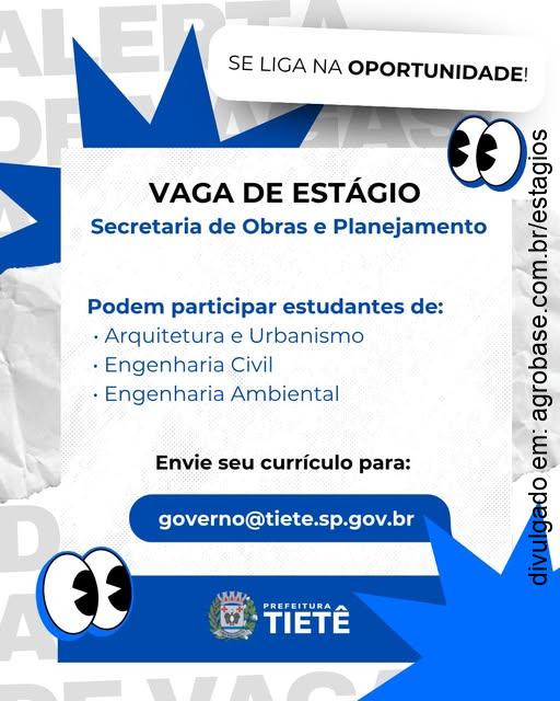 Estágio secretaria de obras e planejamento – Tietê/SP