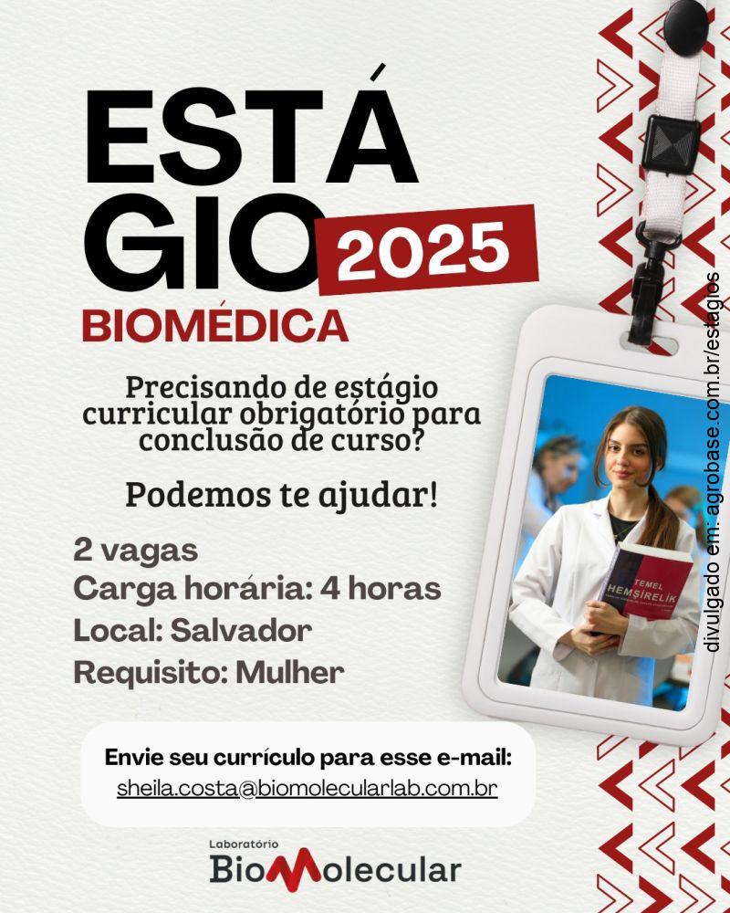 02 vagas de estágio biomedicina – Salvador/BA