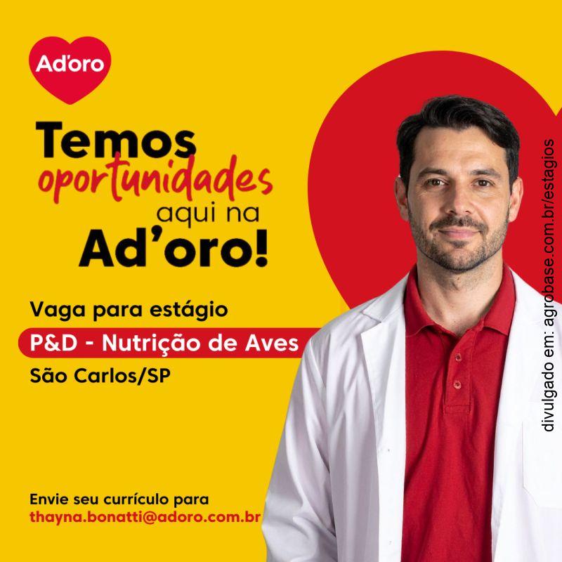 Estágio em pesquisa, desenvolvimento e nutrição de aves – São Carlos/SP