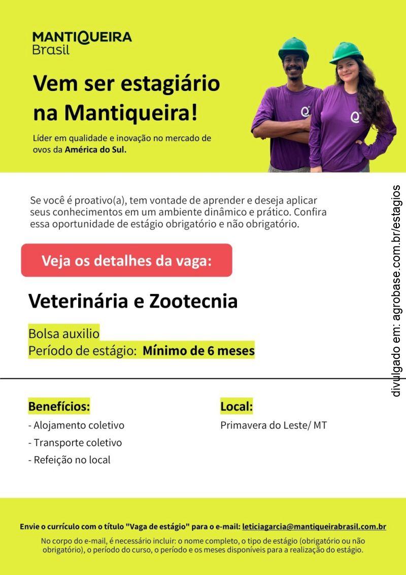 2 vagas de estágio veterinária e zootecnia – Primavera do Leste/MT