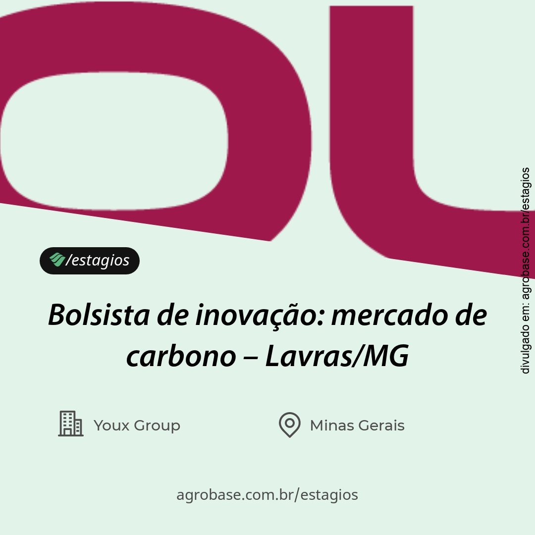 Bolsista de inovação: mercado de carbono – Lavras/MG