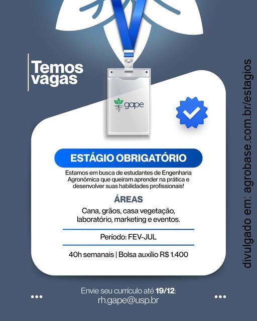 Estágio obrigatório agronomia – Piracicaba/SP