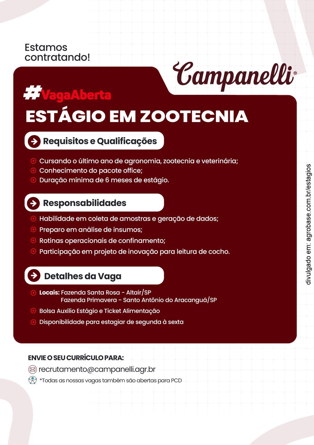 Estágio em zootecnia – Altair e Santo Antônio do Aracanguá/SP