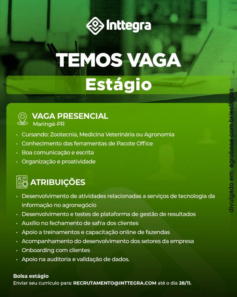 Estágio tecnologia agronegócio – Maringá/PR