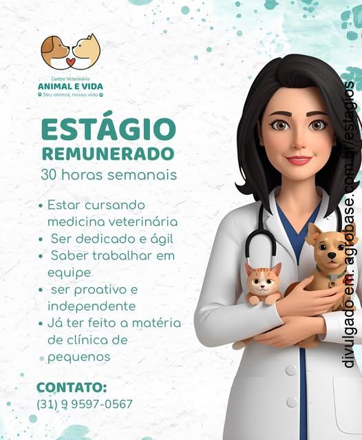 Estágio remunerado em medicina veterinária – Vespasiano/MG