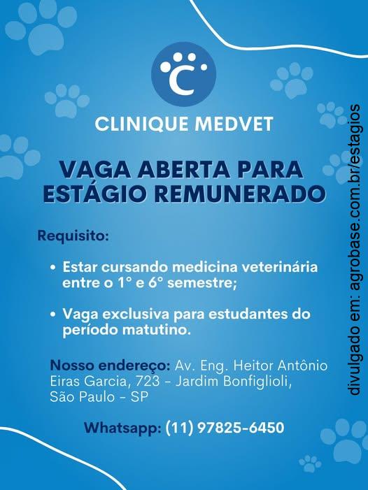 Estágio em medicina veterinária – São Paulo/SP