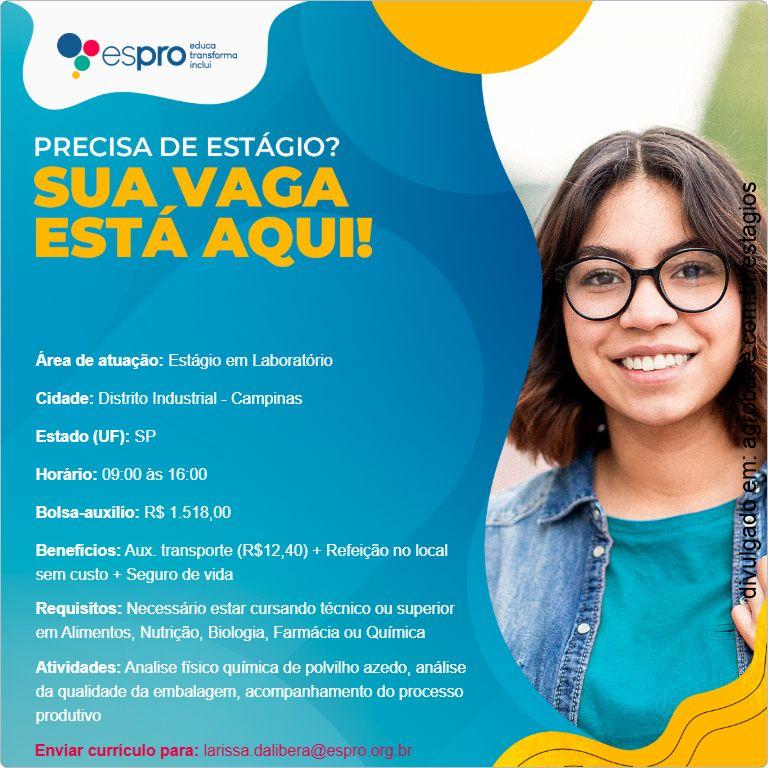 Estágio em controle de qualidade (laboratório) – Campinas/SP