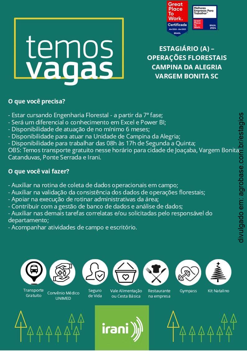 Estágio operações florestais – Vargem Bonita/SC