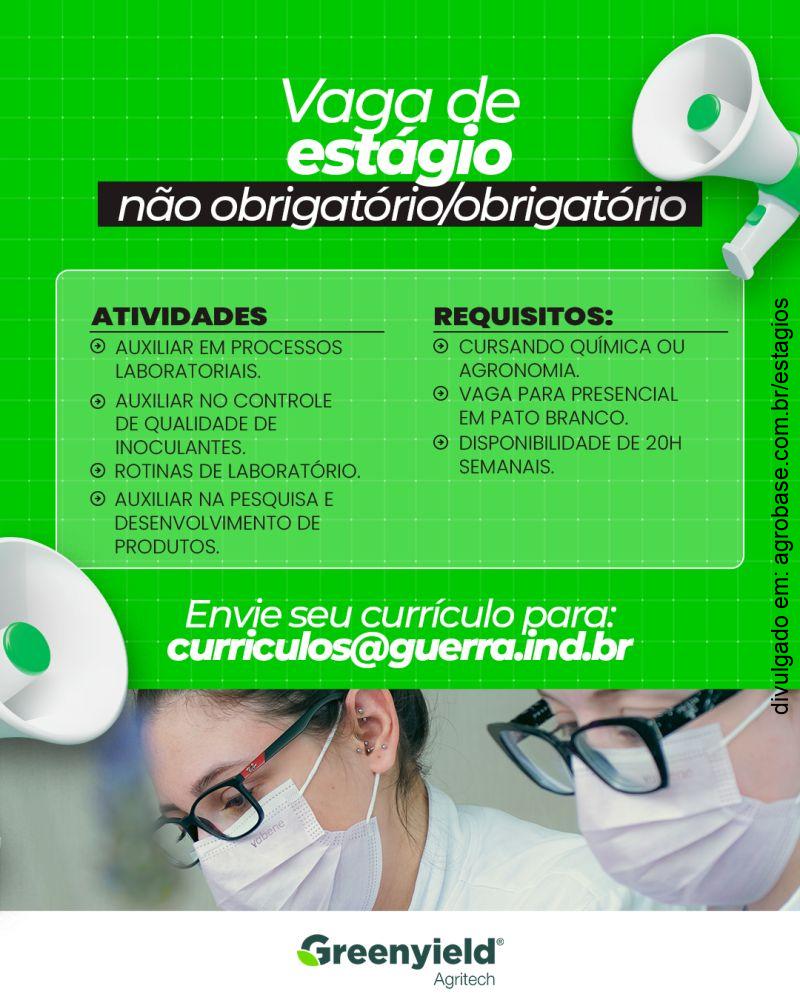 Estágio de laboratório química ou agronomia – Pato Branco/PR