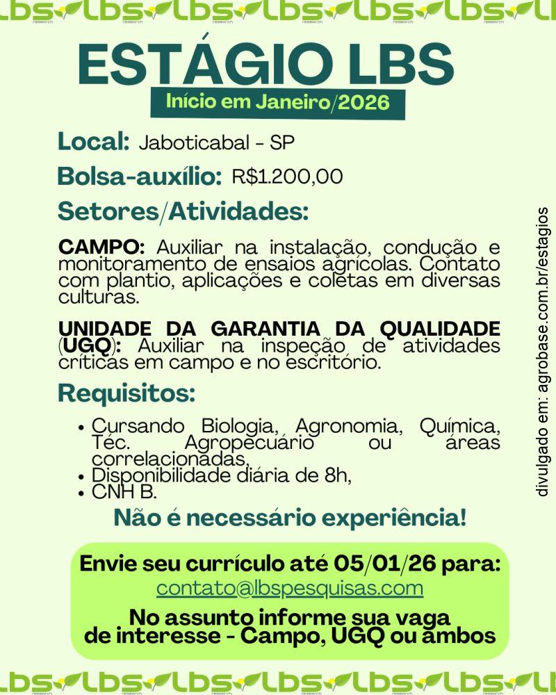 Estágio campo e unidade de garantia da qualidade – Jaboticabal/SP