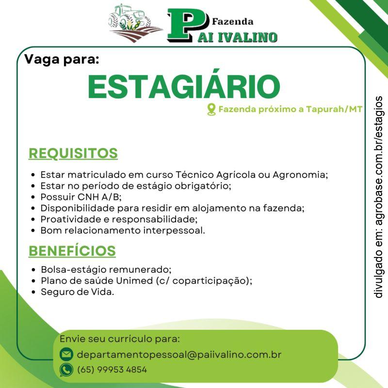 Estagiário fazenda – Tapurah/MT