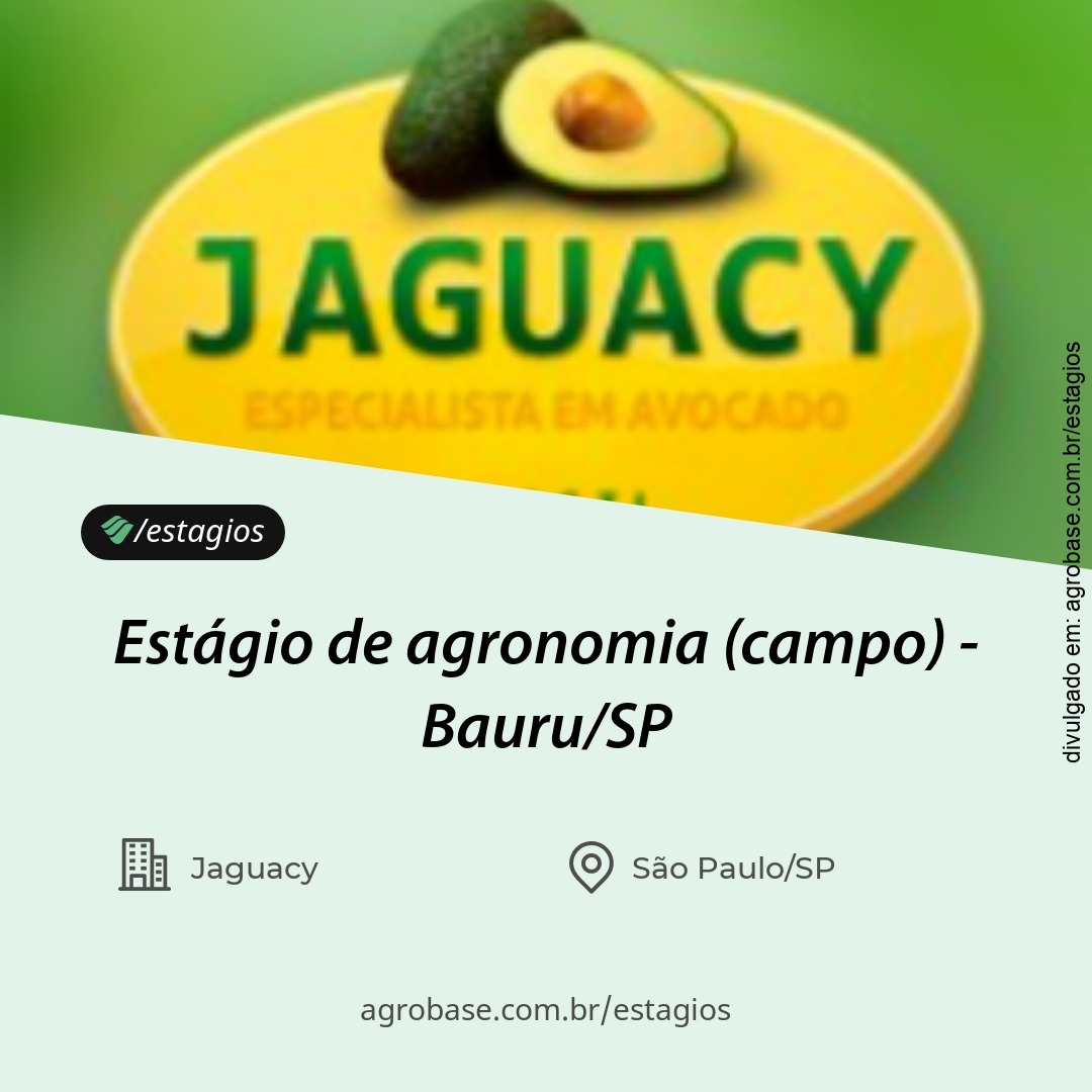 Estágio de agronomia (campo) – Bauru/SP