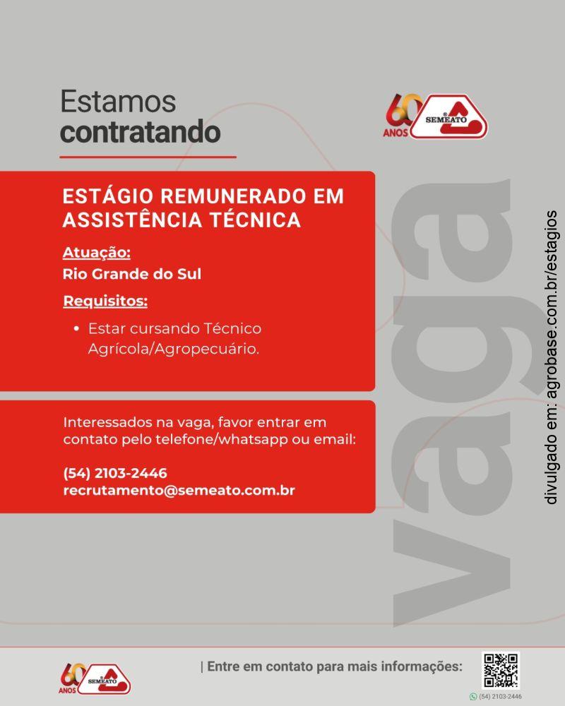 Estágio remunerado em assistência técnica – RS
