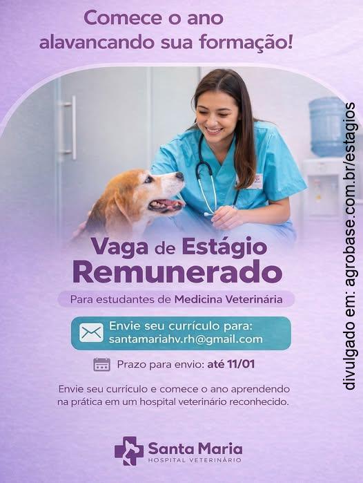 Estágio remunerado em med. veterinária – União da Vitória/PR