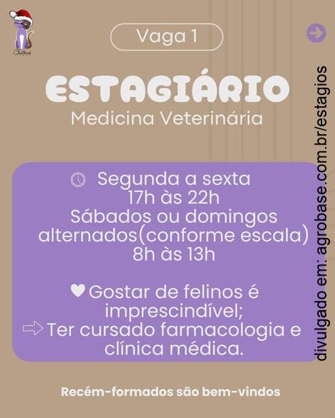 2 vagas de estágio medicina veterinária e setor administrativo – Porto Alegre/RS