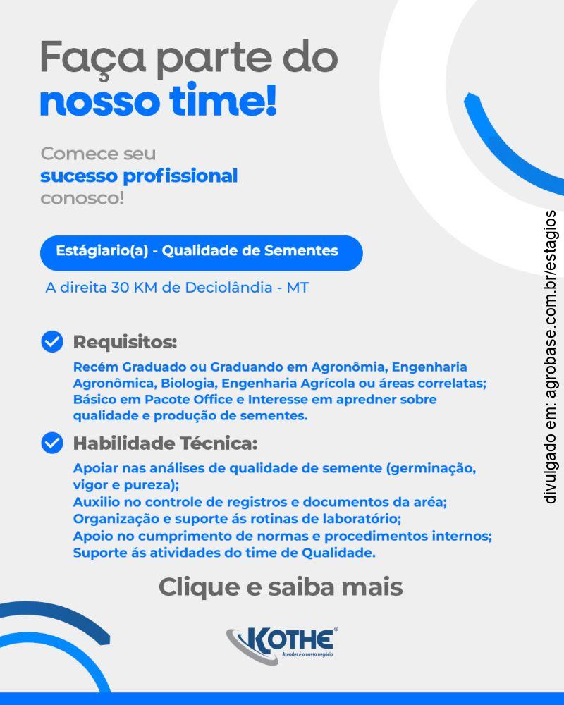 Estagiário(a) em qualidade de sementes – Deciolândia/MT