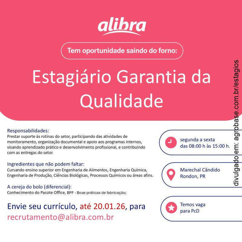 Estágio em garantia da qualidade – Marechal Cândido Rondon/PR