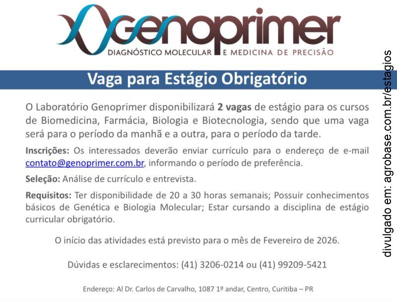 02 vagas de estágio obrigatório – Curitiba/PR