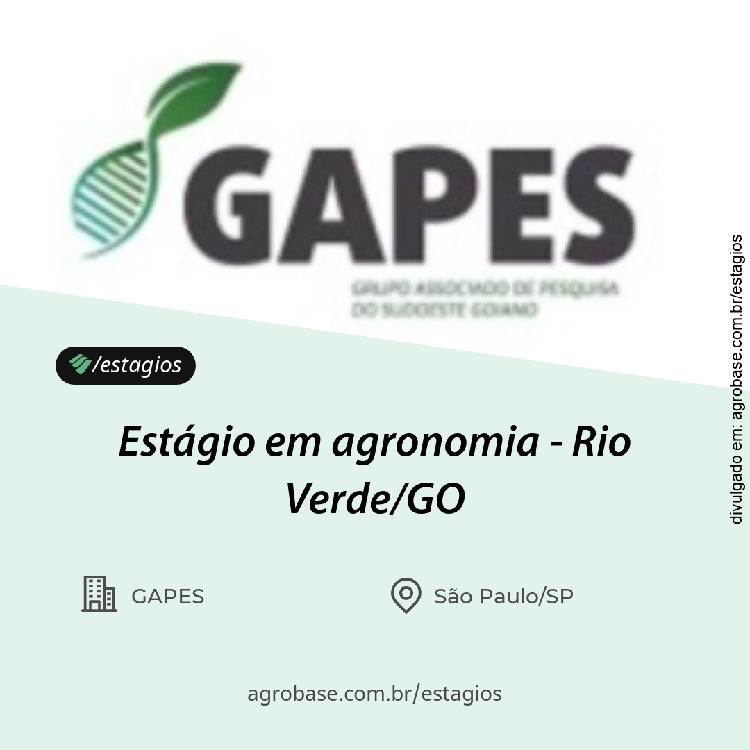 Estágio em agronomia – Rio Verde/GO
