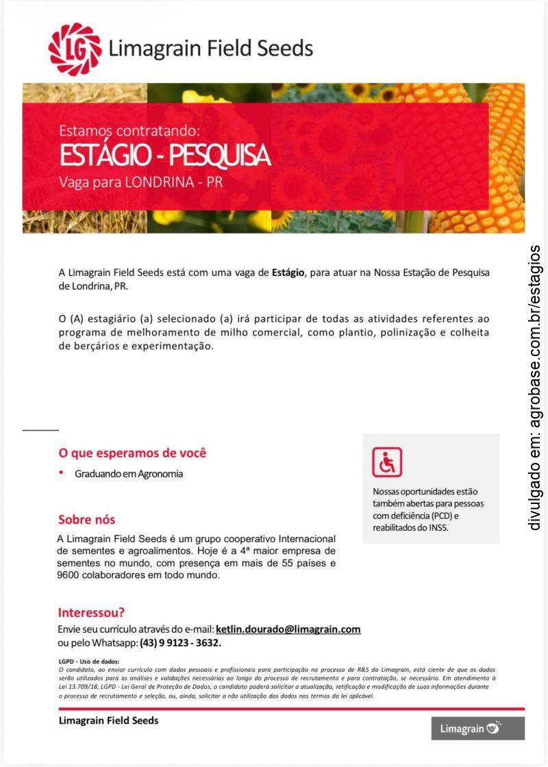 Estágio em pesquisa de sementes – Londrina/PR