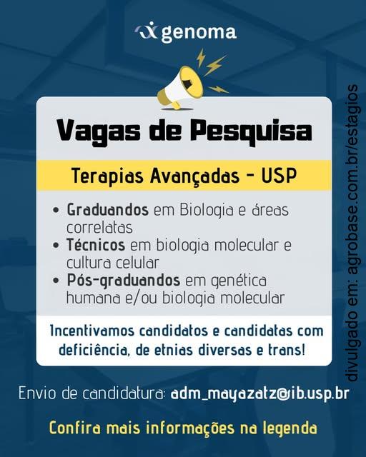 Pesquisa em terapias avançadas – São Paulo/SP