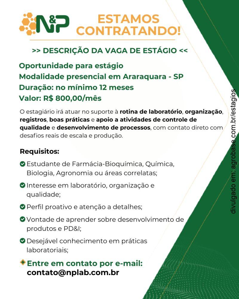 Estágio em laboratório – Araraquara/SP