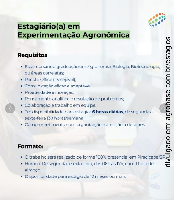 Estágio em experimentação agronômica – Piracicaba/SP