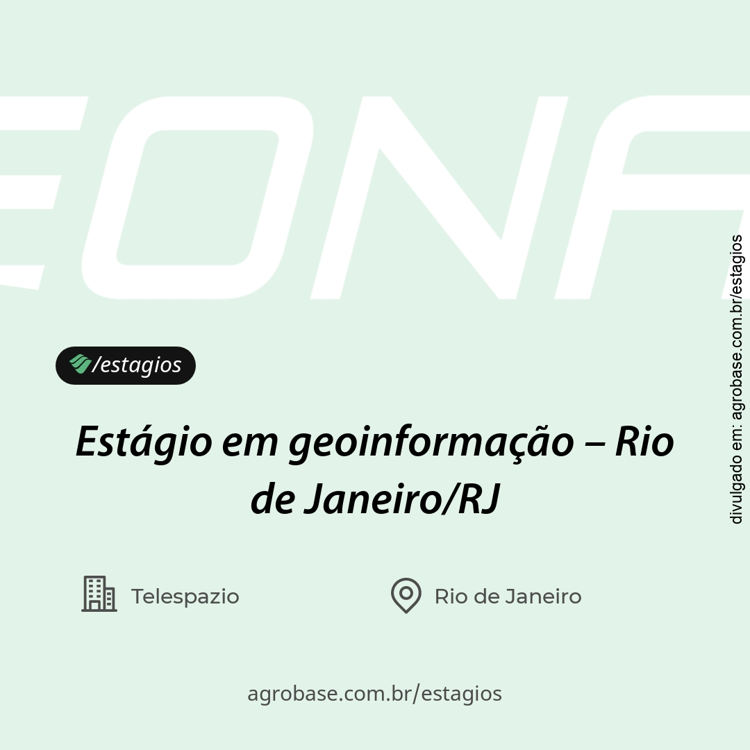 Estágio em geoinformação – Rio de Janeiro/RJ