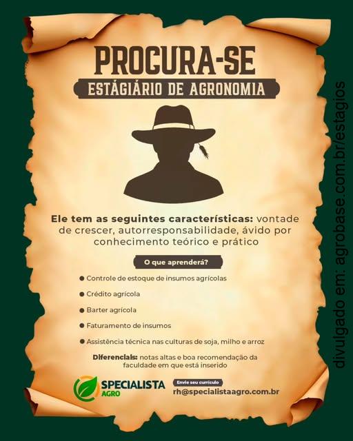 Estágio em agronomia e técnico agrícola – Rondônia