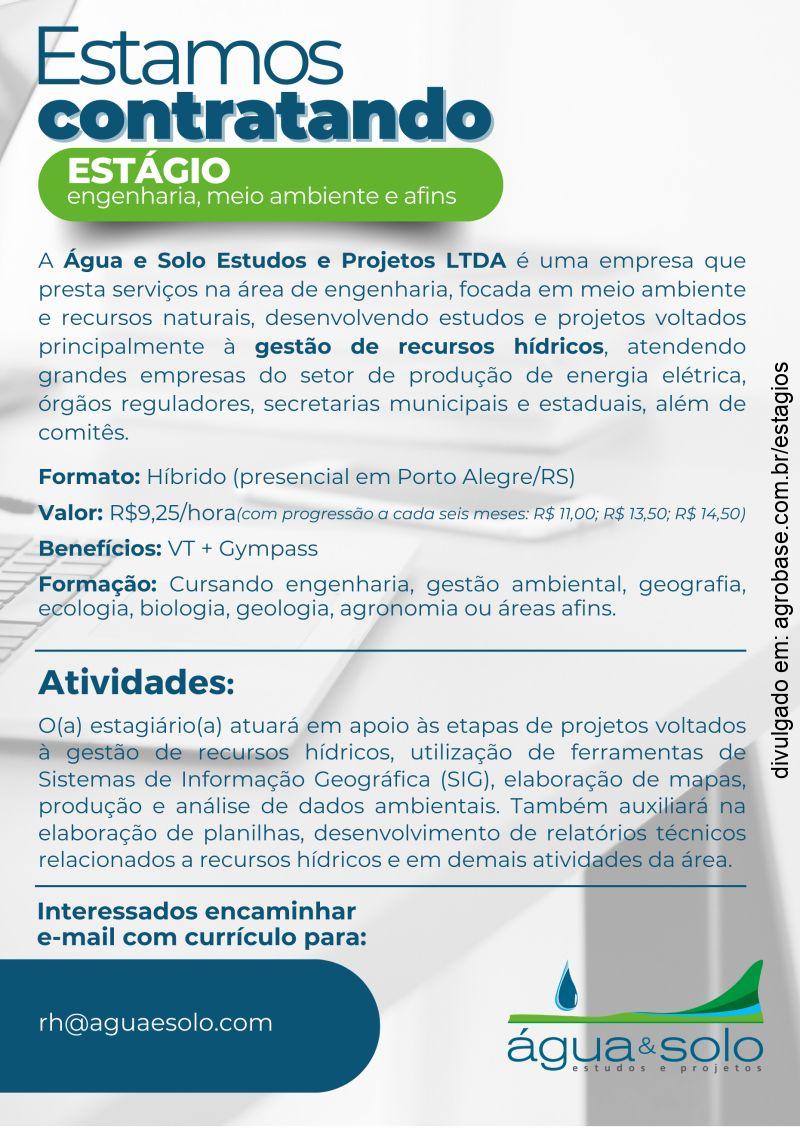 Estágio engenharia, meio ambiente e afins – Porto Alegre/RS [híbrido]