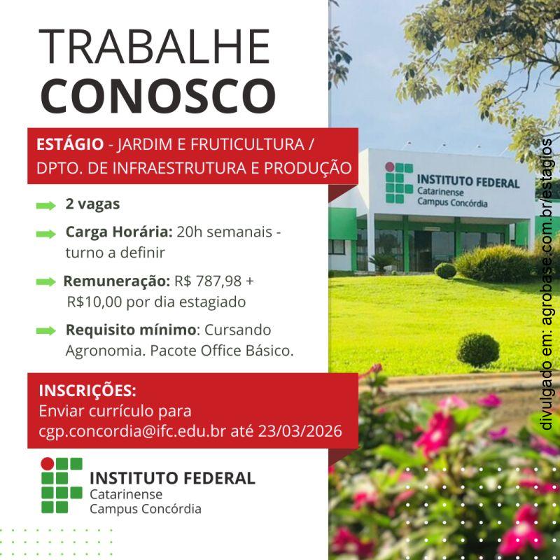 02 vagas de estágio jardim e fruticultura – Concórdia/SC