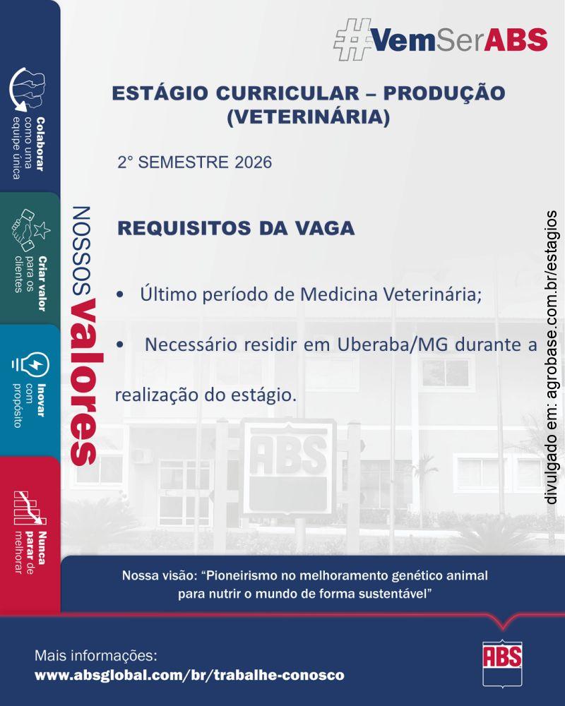 Estágio curricular em produção [veterinária] – Uberaba/MG