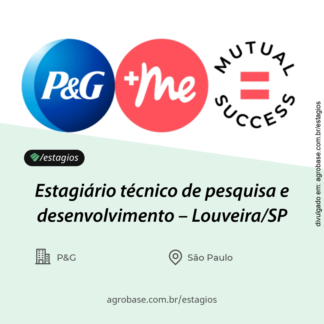 Estagiário técnico de pesquisa e desenvolvimento – Louveira/SP