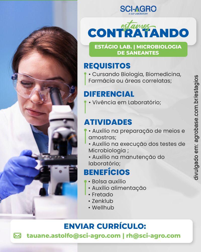 Estágio laboratório de microbiologia de saneantes – Charqueada/SP