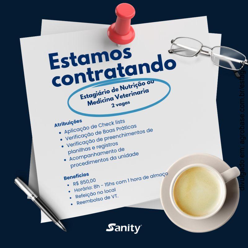 02 vagas de estágio nutrição ou medicina veterinária – São Paulo/SP