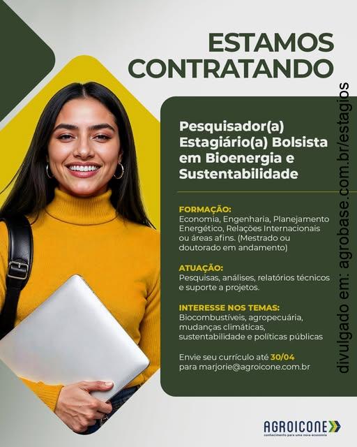 Estágio pesquisador(a) bolsista em bioenergia e sustentabilidade – São Paulo/SP