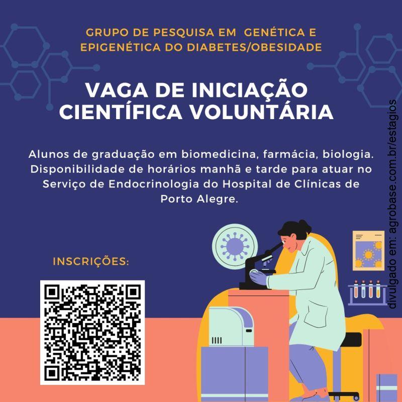 Iniciação científica voluntária (genética e epigenética do diabetes e obesidade) – Porto Alegre/RS
